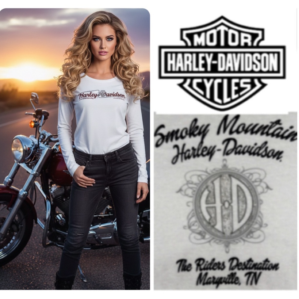 Harley-Davidson Womens White Long-Sleeve Logo Tee